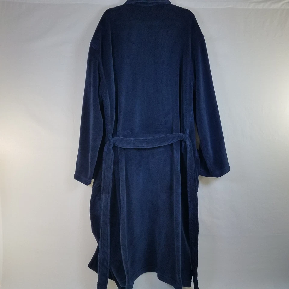 Polo Ralph Lauren Mens Navy Blue Terry Robe Bathrobe L / XL Comfort SOFT Belt - Image 3 of 4