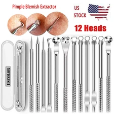 Acne Needle Blackhead Remover Pimple Blemish Comedone Extractor Tweezer Tool Kit