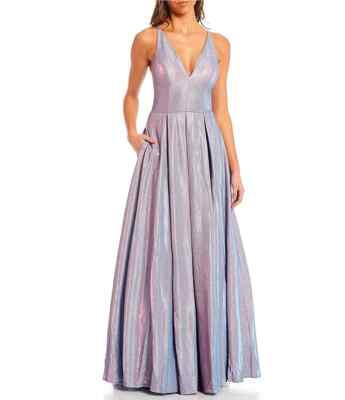 blondie nites metallic dress Blondie Nites Juniors V-Neck Sleeveless Metallic Glitter Gown SZ 0 1 7