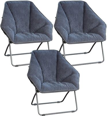 Zenithen Limited Hexagon Folding Dish Corduroy Chair, Gray (Pack of 3)