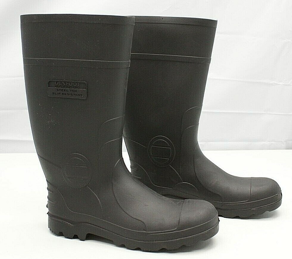 GENFOOT Mens Size 8M Black Industrial Steel Toe Slip Resistant Rubber