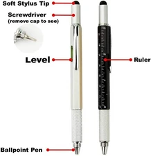 5-in-1 Universal Touch Screen Stylus with Ball Pen, Ruler, Level, Screwdriver