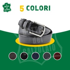 Cintura pelle vitello spazzolato uomo abito cerimonia elegante vernice 3,5 CM