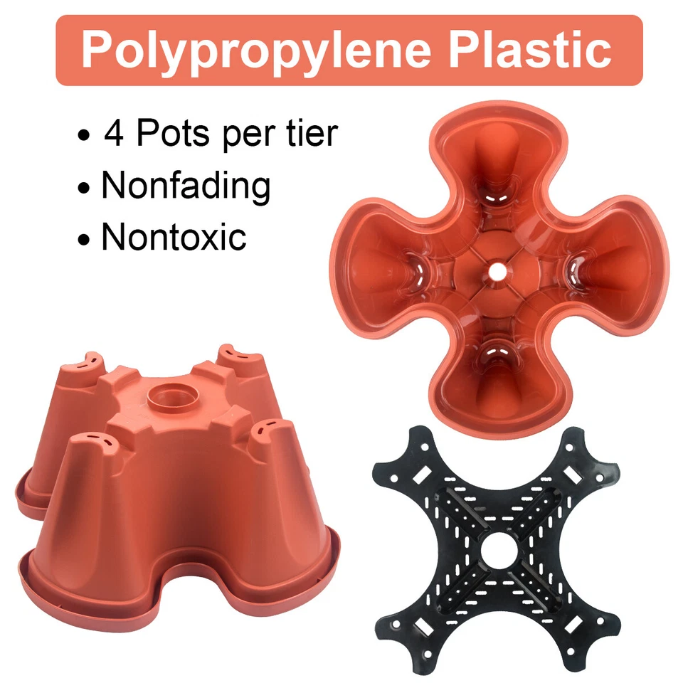 Maceta vertical apilable de 3-7 niveles con ruedas y herramientas maceta torre jardín Foto 2 de 4