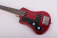 Left Hand Red Portable Electric Bass Guitar Mini Travel Kid Bass with Gigbag