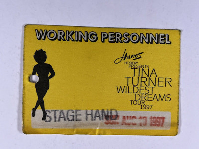 Tina Turner Pass Working Personnel Stage Hand Wildest Dreams Tour Aug 10th 1997