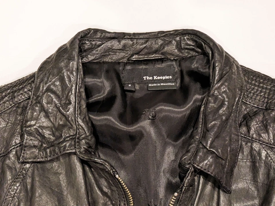 THE KOOPLES Chaqueta Motociclista Cuero Cordero Negro Hombre Pequeña Foto 3 de 4