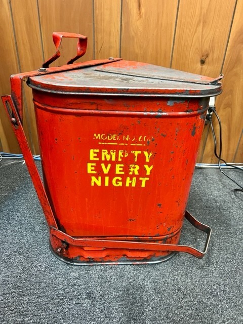 Vintage Auto Garage Shop, Oily Rag Waste Can Eagle #608 Red Empty