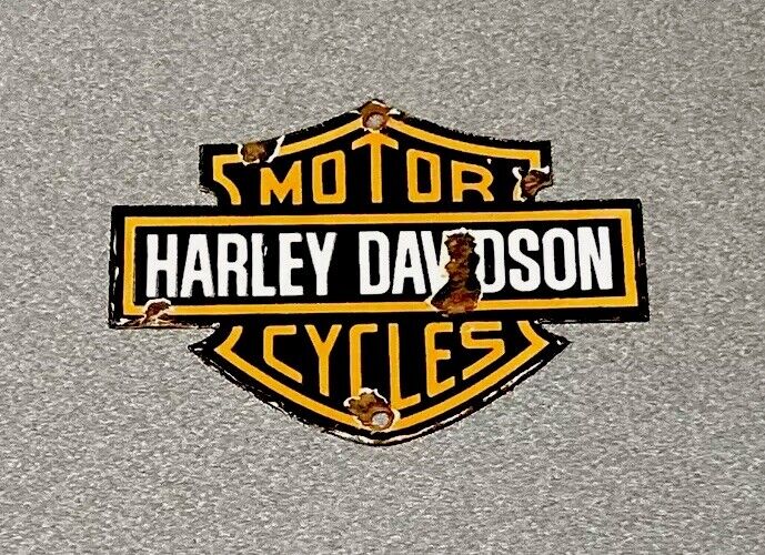 VINTAGE HARLEY DAVIDSON MOTORCYCLE PORCELAIN SIGN CAR GAS TRUCK OIL