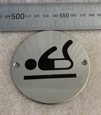 27x Restposten Badezimmer Tür Baby Wechsel Symbol Schild 3'' Zoll 76 mm Durchmesser Chrom