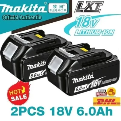 100% Genuine 18V Makita Battery - 6Ah, Lithium, BL1840, BL1860 Replacement. - Image 1 of 4