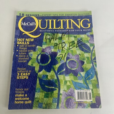 McCalls Quilting Magazine Sewing Patterns August 2006 18 Quilt Patterns