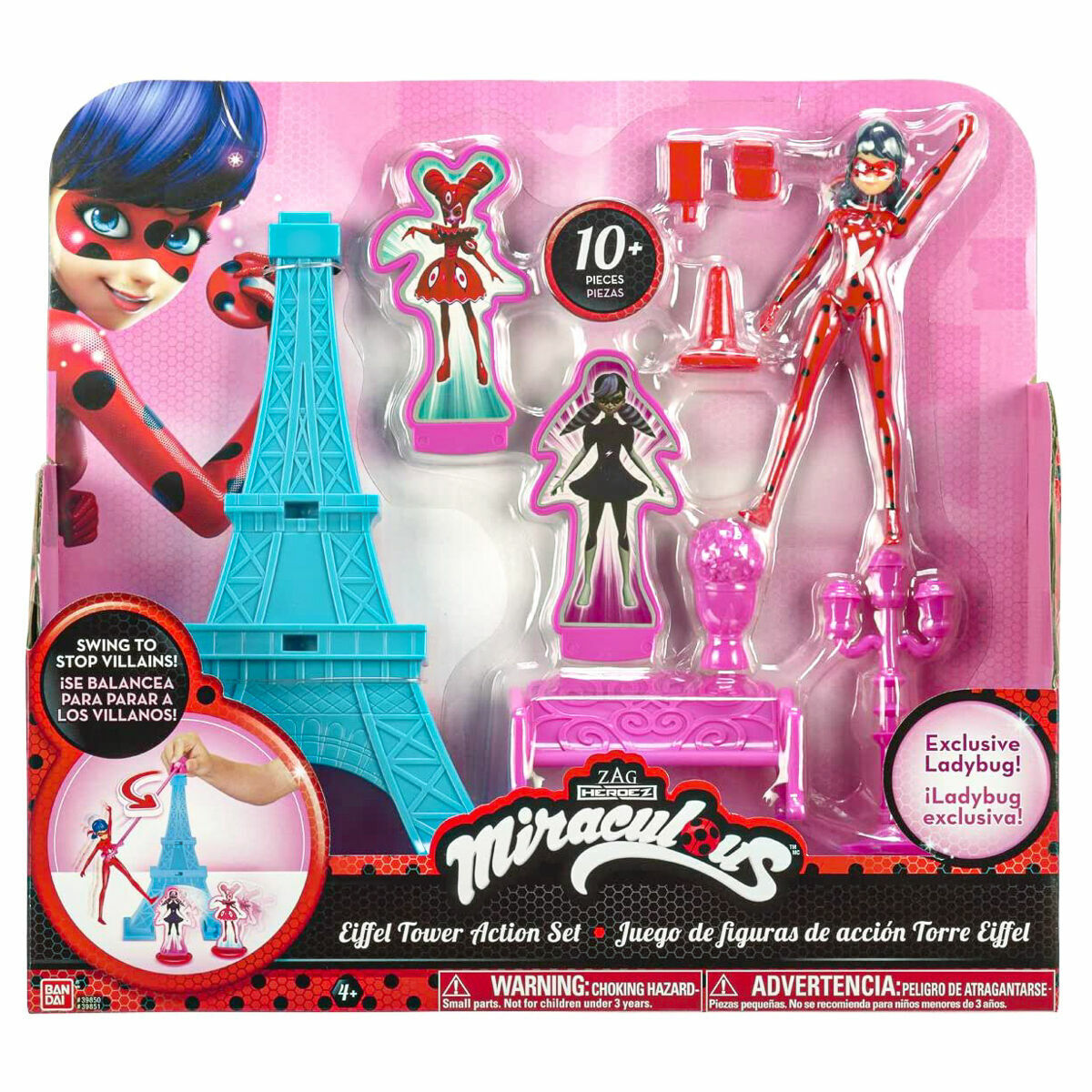 Miraculous Mission Accomplished Ladybug and Cat Noir Doll Playset, 4 Pieces