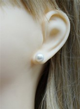 925 Sterling Silver AA Quality 10mm White Pearl Stud Post Earrings