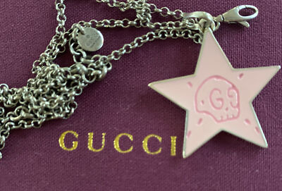 Gucci Ghost Pendant Necklace Pink Star Authentic Rare Color - Main Image