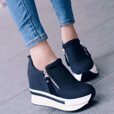 Rubber Shoes Hidden Wedge Sneaker Women's Platform Hidden Wedge