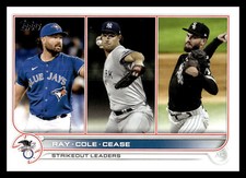 2022 Topps #138 AL Strikeouts Leaders (Robbie Ray/ Gerrit Cole/ Dylan Cease) NM