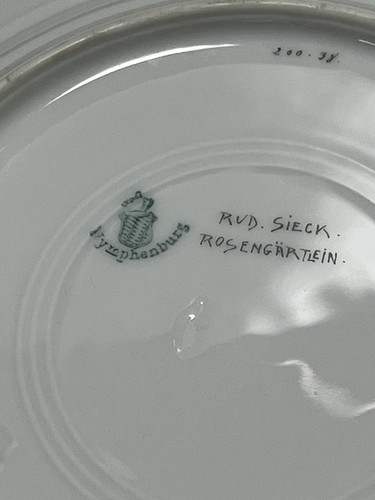 Jugendstil Porzellan Teller Nymphenburg Rosengärtlein Rudolf Sieck Selten - Bild 8 von 10