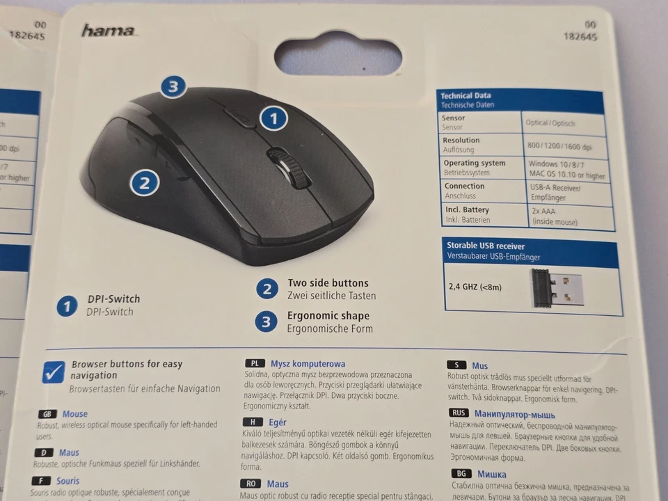 2 LEFT HANDED WIRELESS PC LAPTOP MOUSE BRAND NEW 6 Button Optical Hama Riano Lot - Image 2 of 4