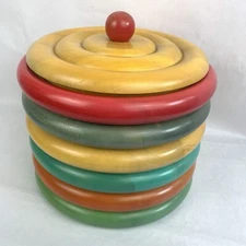 Manzoni Pietro Vietri Wood Ice Bucket Cooler Bergamo ITALY Handmade Vtg MCM Rare