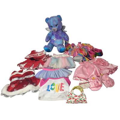 STARBRIGHT BAB BUILD A BEAR PURPLE SILVER STAR WINGS PLUSH 17'' Plus Outfits