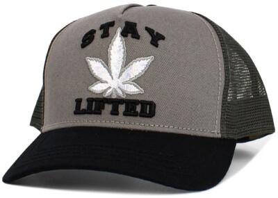 Stay Lifted 420, Pot Leaf, Cannabis Weed, Gray & Black Snapback Hat by KB Ethos