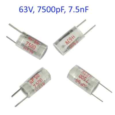 25pcs Siemens KPS6 Poly Film 7500pf (0.0075uF) 63V Radial Capacitor, Audio