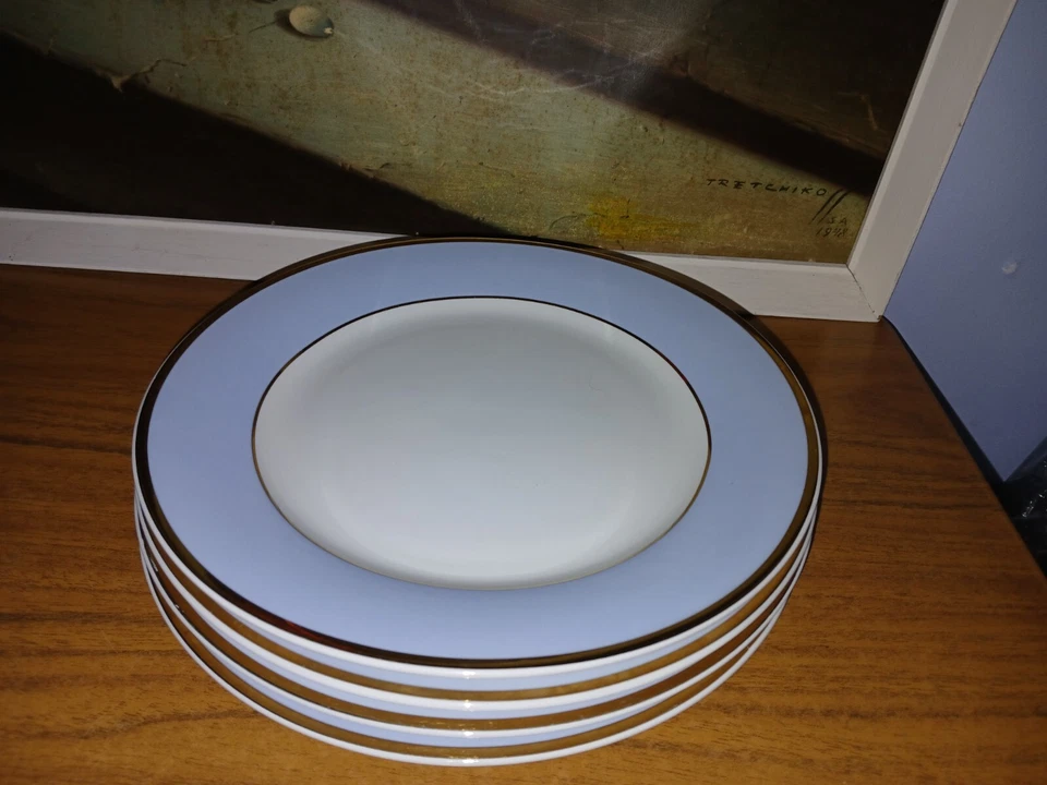 4x Royal Doulton 2004 Bruce Oldfield Blue/White Salad/Starter Plates 20cm VGC - Image 2 of 4