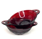 Anchor Hocking Royal Ruby Red Coronation Berry Bowls with Handles 5.5" Set of 2