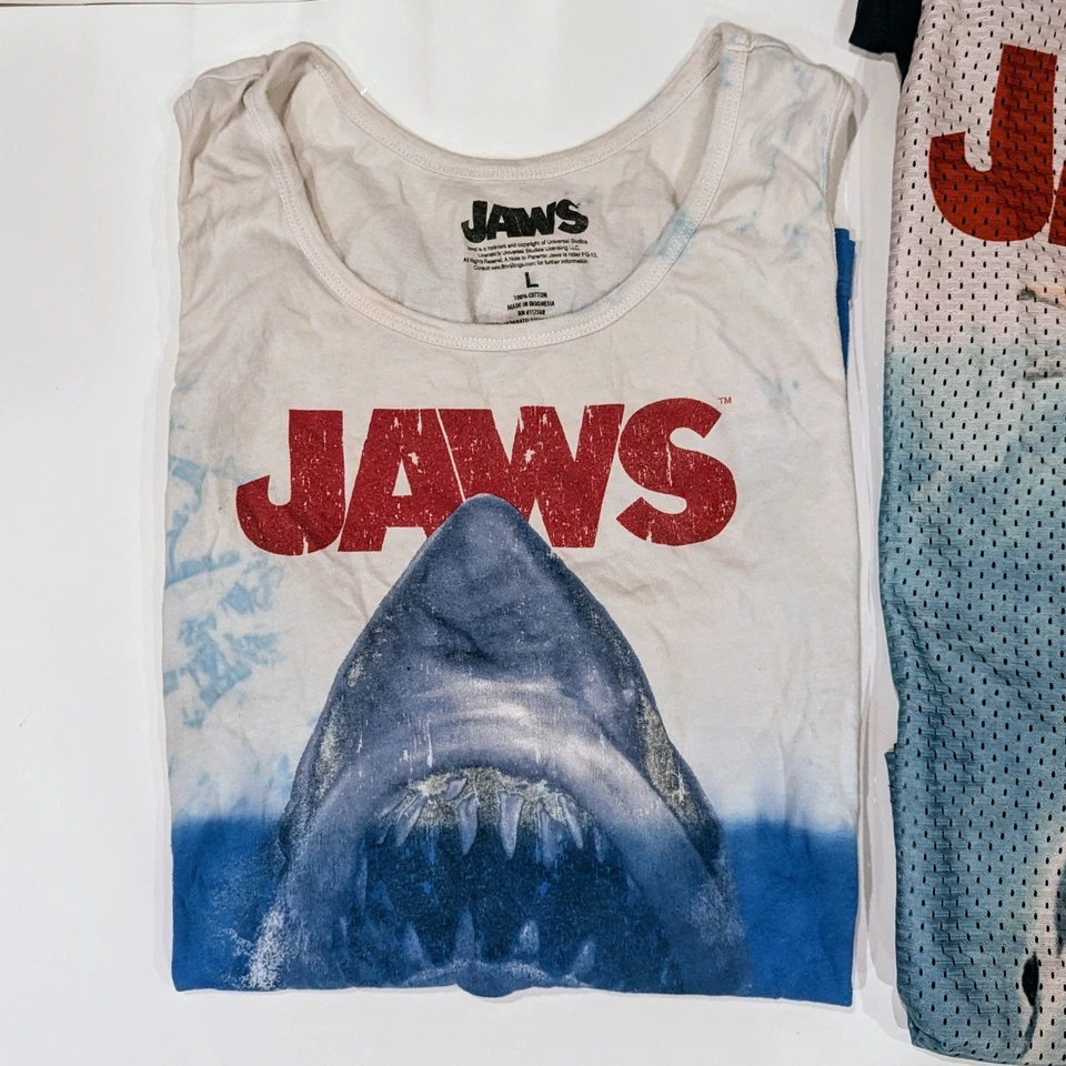 Jaws Tank Top Shark Horror Movie 50 Vintage Shirt Large Lot Of 3 - Image 2 of 4