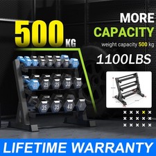 Dumbbell Rack Storage Stand Hex Weight Heavy Duty 3 Tier Wide Home Gym Fitness