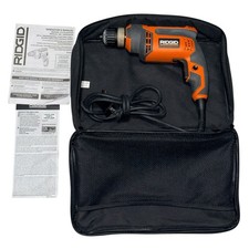 Ridgid R7001 3/8" Keyless Chuck Corded Drill W/ Original Contractor Bag & Manaul