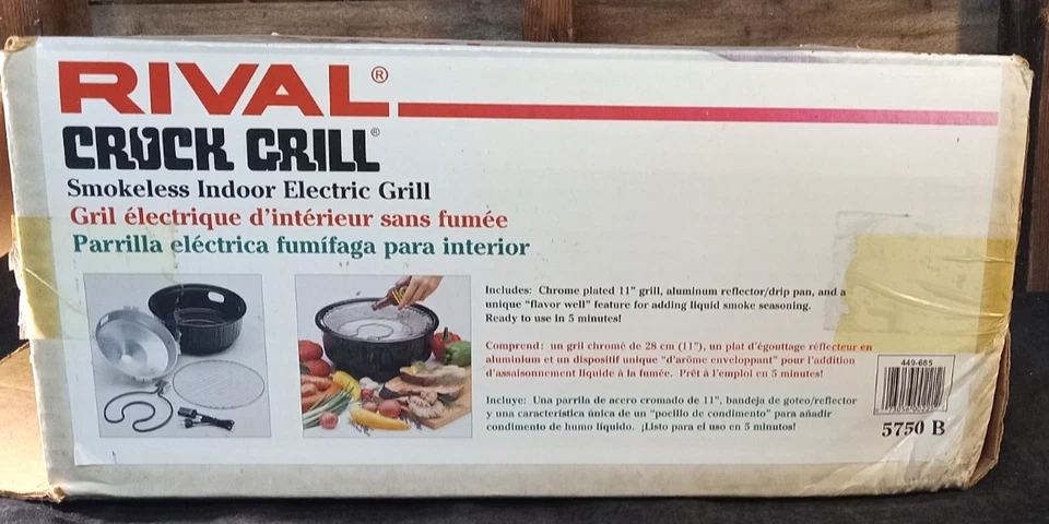 Parrilla eléctrica interior sin humo Rival Crock Grill 5750 base de gres negro de colección Foto 3 de 4