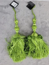 Vatican Homes Set of 2 Large Light Green Tassels Curtain Tiebacks 16” Long
