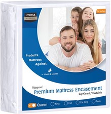 Queen Waterproof Bed Bug Mattress Cover 14 Zippered Dust Mite Proof