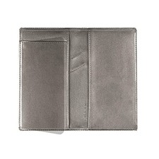 Leather Checkbook Cover with Built-in Divider Pen holder For Men Women Gray