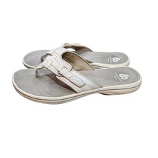Clarks Cloudsteppers White Leather Thong Sandals - Women' 391