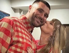 TRAVIS KELCE Smiling when Kissed by TAYLOR SWIFT Photo 8X10"