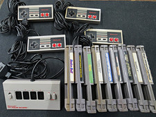 Nintendo NES Four Score Wired Adapter: 9 Game Cartridges Lot + 4 Controllers