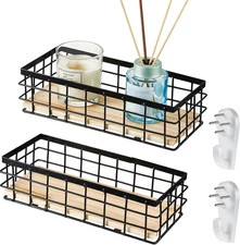2 Pcs Metal Small Wire Basket Wall Hanging Wire Basket Hang Small Bathroom Kitch