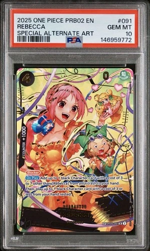 One Piece Card Game - Rebecca (SP) OP05-091 Premium Booster Vol.2 Foil PSA 10