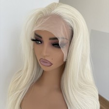 Bleach blonde Synthetic Hair Glueless Lace Front Wigs Long Straight