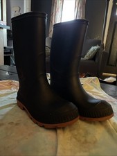 Rain Boots for Boys Girls Youth Size 1 1/12 Black Rubber Waterproof Outdoor
