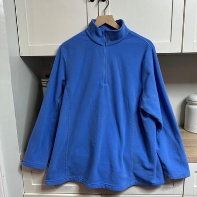 Lands' End Anyweather Sweater Women's 1X Blue Anti-Static 1/2 Zip Fleece Hiking