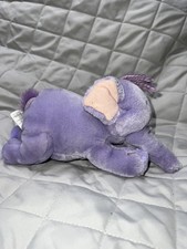 Disney Store Heffalump Plush Purple Elephant Mini BeanBag Laying 9" Stuffed Toy