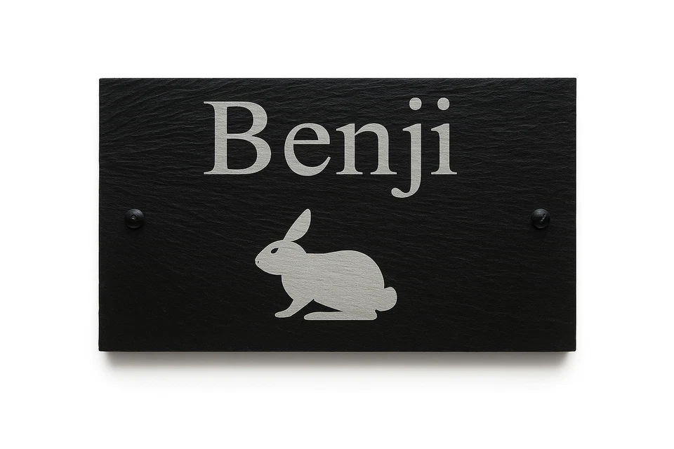 Personalised Engraved Large Slate Plaque Pet Name Cage Hutch Sign For a Rabbit - Image 2 of 4