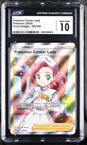 Pokémon Center Lady 2020 Vivid Voltage 185/185 Ultra Rare Holo CGC 10