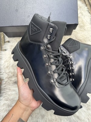 PRADA Brushed Spazzolato Leather Brixxen Half-Boot | Size UK10,5 US11,5 EU44,5