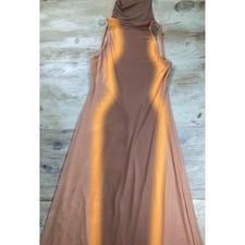 AFRM Womens Mesh Maxi Dress Orange Tan Ombre Heat Map High Neck Open Back NEW