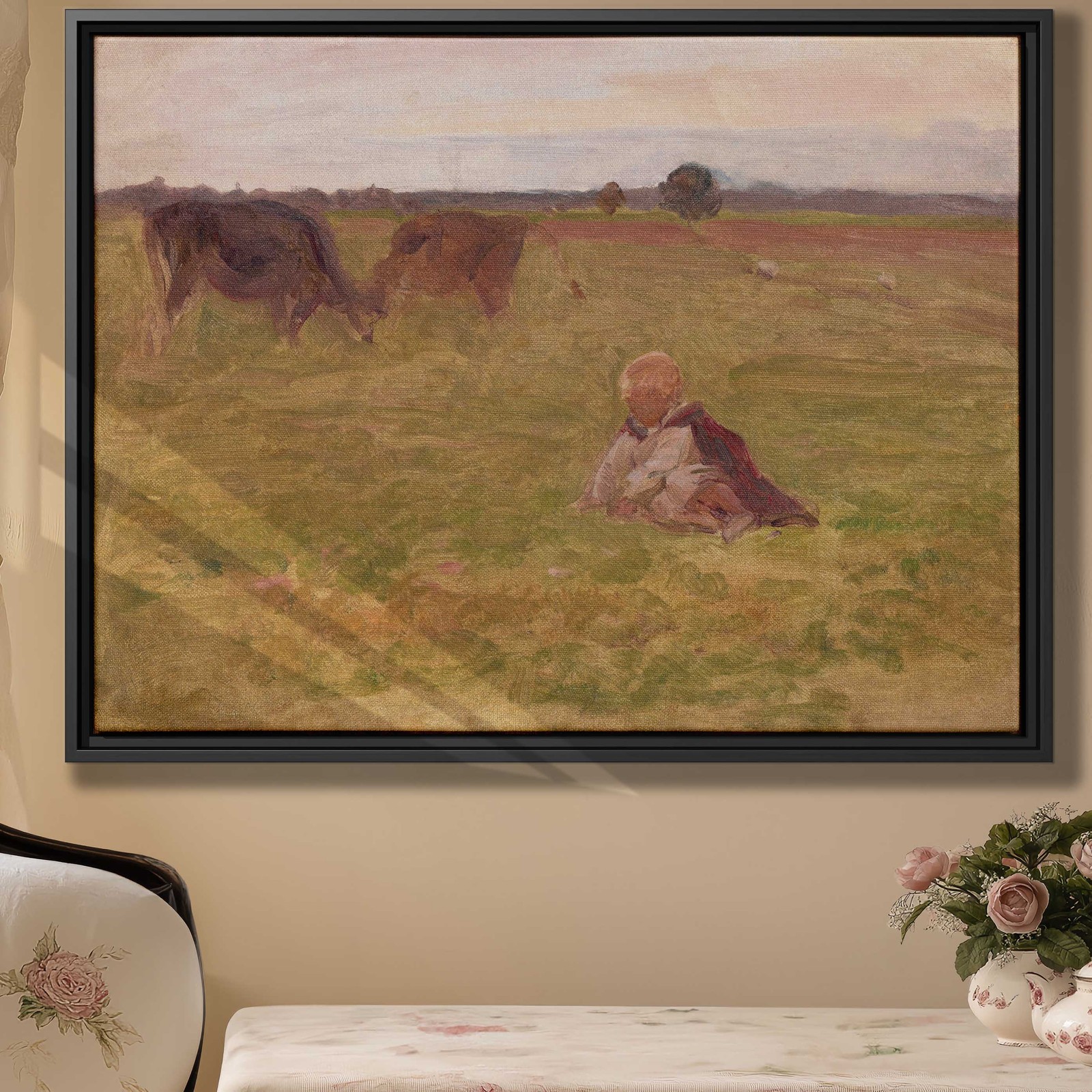 Rustic Cow Canvas Print Vintage Pastoral Rural Wall Art Decor Farmhouse Artwork